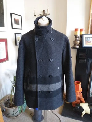 Men black & grey pea coat by COACH size XL - Image 1 of 4