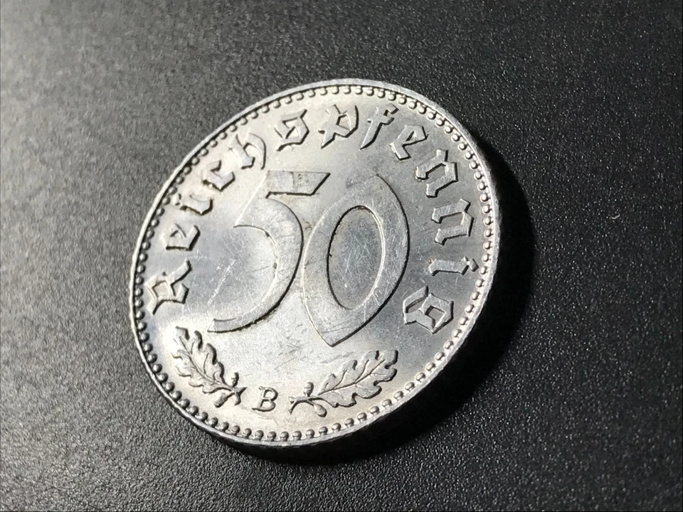 Third Reich 50 Reichspfennig 1944 B   Alu Coin   swastika - Image 1 of 2