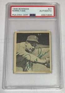 1948 Bowman FERRIS FAIN PSA SIGNED AUTOGRAPHED RC ROOKIE Baseball Card #21 A’S - Picture 1 of 2