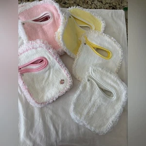 Set a five brand new baby girl bibs. Newborn cotton Terri cloth made in the USA. - Picture 1 of 9