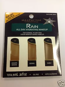Max Factor Rain All Day Hydrating Makeup Shade Sampler FOR DARK SKIN. - Picture 1 of 2