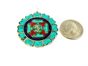 T204B GORGEOUS HAND CRAFTED TIBETAN 'OM' MANDALA PENDENT MADE IN NEPAL - Picture 1 of 2