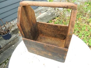 Small Antique Primitive Vintage Farmhouse Wood Tool Box Caddy Gardening - Picture 1 of 12