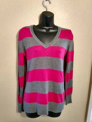 Gap Mujer Manga Larga, Cuello Vee Rosa/Gris Rayas Swester, S Foto 1 de 4