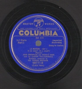 PUCCINI. Boheme. Act 4. Perli, Nash, Brownlee; Beecham. Columbia set 274. E+ - Imagen 1 de 2
