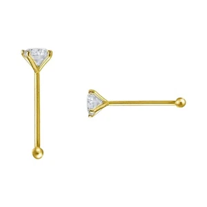 Natural Genuine Diamond Nose Stud Ring 2mm VS 14k Solid Yellow Gold 20g - Picture 1 of 4