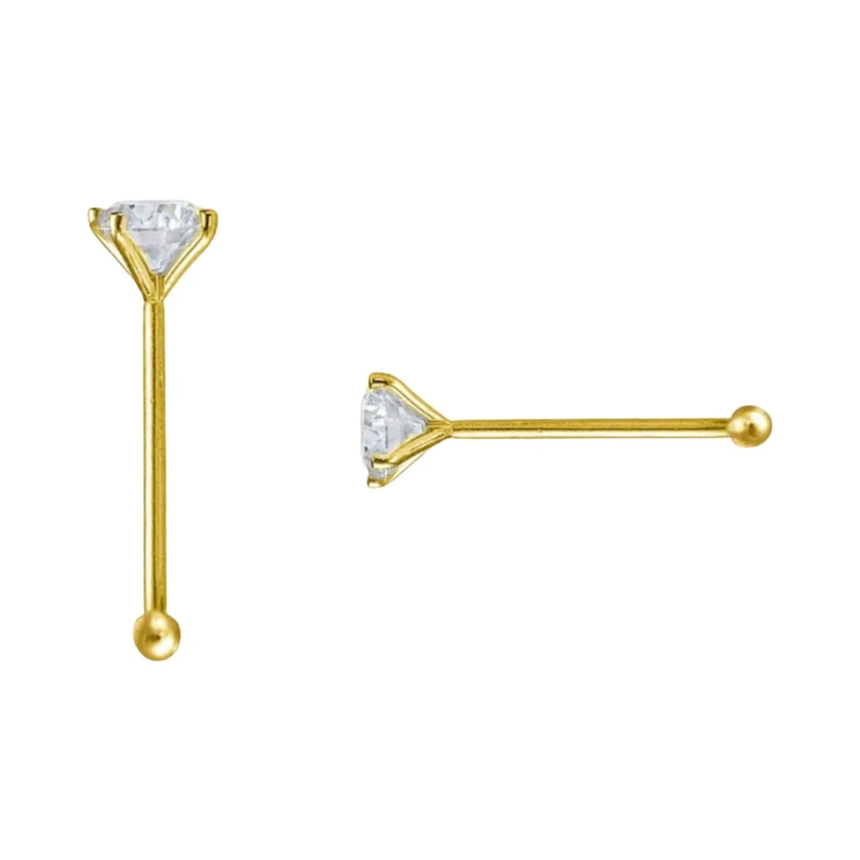 Anillo con nariz de diamante genuino natural de 2 mm VS 14k oro amarillo sólido de 20 g Foto 1 de 4