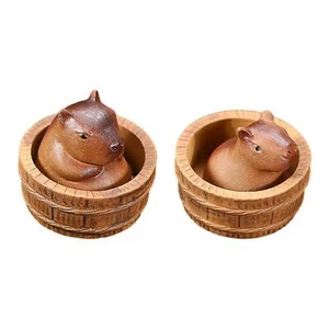 Pottery Clay Mini Capybara Sculpture Tea Pet Miniature for Tea Room Bedroom - Picture 1 of 20