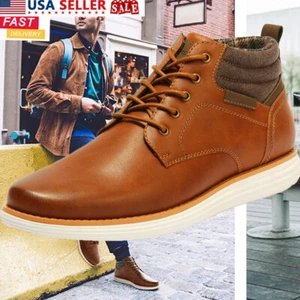 Men's Mid Top Chukka Boots Lace Up Dress Water-Resistant Shoes US Size 6.5-13 - Picture 1 of 30