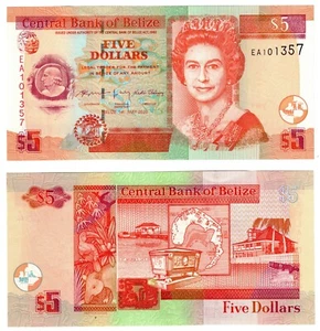Billete P67 de 5 dólares de Belice 2020 sin circular nueva fecha/firma - Imagen 1 de 1