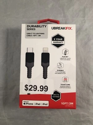 UBREAKIFIX (10-Ft) USB-C to Light Durability Charge/Sync Cable - Black - Image 1 of 2