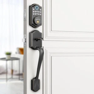 Keyless Entry Door Lock with Handle Set- Fingerprint Door Lock Electronic Keypad - Picture 1 of 8