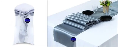 Marco de silla satinado + corredor de mesa satinado decoración de fiesta de boda (oferta combinada) Foto 1 de 3