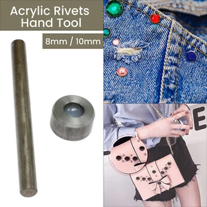 Herramienta de mano de fijación de remaches de diamante de cristal acrílico de 8/10 mm para zapatos artesanales de cuero - Imagen 1 de 12