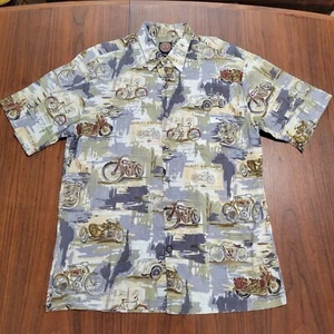 Camisa Harley Davidson Hawaiana Algodón Césped Hecha en EE. UU. Grandes Motocicletas Antiguas - Imagen 1 de 7