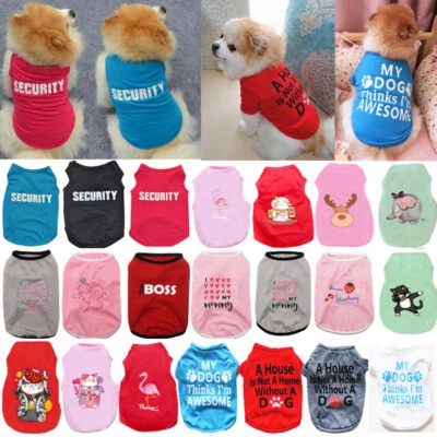Cute Cat Dog Clothes Puppy Small Dog Shirt Printed Sleeveless Pet Vest T-shirt - Image 1 of 4