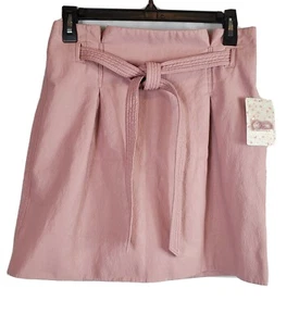 Free People Sz 6  Payton Paperbag Pink - Mauve Vegan Leather Mini Skirt - Picture 1 of 4