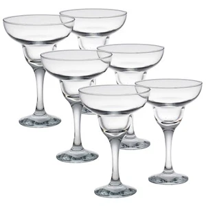 6 x Clear Glass Tall Stemmed Margarita Cocktail Liquor Bourbon Bartender Glasses - Picture 1 of 7