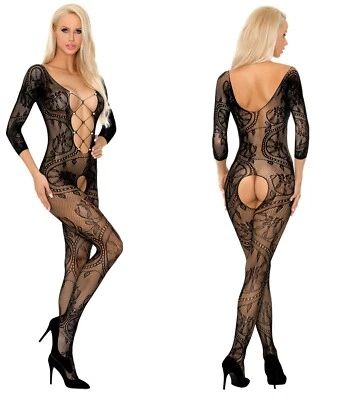 LIVCO CORSETTI FASHION OUVERT NETZ BODYSTOCKING catsuit gogo schwarz clubwear - Bild 1 von 4