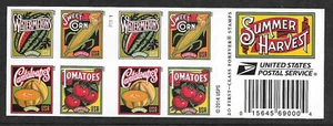 Scott #5007d IMPERFORATE SUMMER HARVEST Convertible Booklet of 20, MNH - Picture 1 of 2