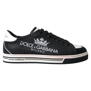 DOLCE & GABBANA Scarpe Sneakers Nero Pelle Corona Milano EU39.5/US6.5 1050usd - Foto 1 di 10