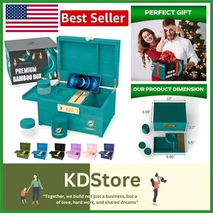 Decorative Bamboo Locking Box with Secure Combination Lock and Tray - 10x3x6 in - Picture 1 of 8