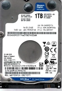 WD10SPZX-08Z10T1 S/N: WXM1A WESTERN DIGITAL 1TB THAILAND JAN 2020 - Afbeelding 1 van 2