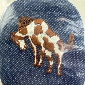 NOS Vintage Embroidered Bronco Horse Iron-on Patch 70's Retro Blue Jean Jacket - Picture 1 of 4
