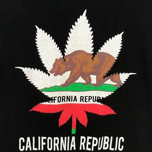 Tokes Mens Size XL Graphic T-Shirt California Republic State Flag in a Pot Leaf - Picture 1 of 5