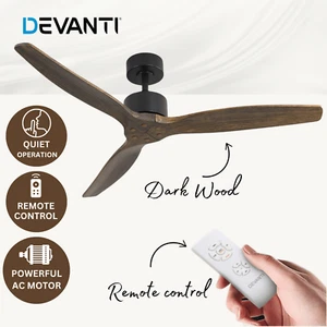 52" Ceiling Fan Remote Control Indoor Outdoor Patio Timber Wooden Blades Fans - Picture 1 of 8
