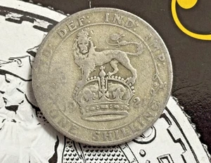 1921 George V British Silver One Shilling Coin - Picture 1 of 2