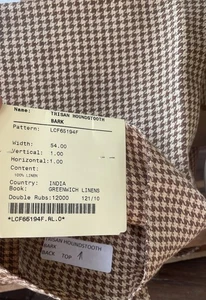 Ralph Lauren Trisan Houndstooth Bark Fabric Remnant 26X26" Linen Greenwich - Picture 1 of 10
