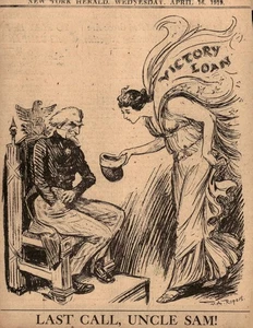 William Allen Rogers NY Herald 1918 prestito vittoria giornale cartone animato originale - Foto 1 di 1