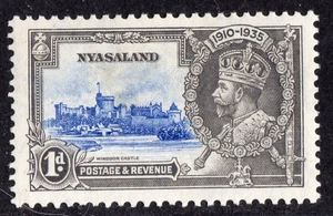 NYASALAND PROt. GV SG123m `BIRD BY TURRET 1d ultramarino e grigio, MM c £250 - Foto 1 di 1