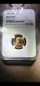 1965 LINCOLN CENT FROM SPECIAL MINT SET GRADED MS67 RD - Picture 1 of 2