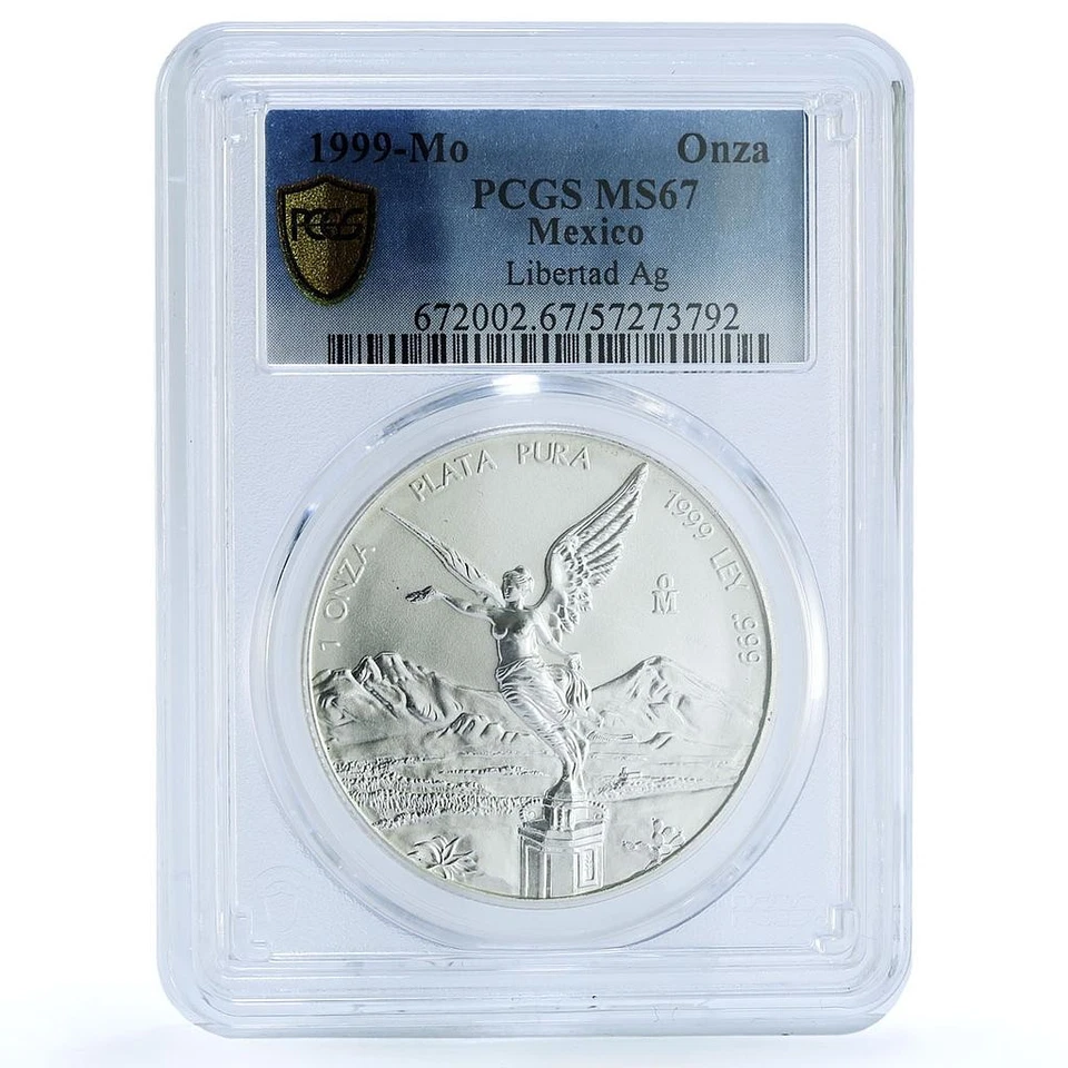 Mexico 1 onza Libertad Angel of Independence KM-613 MS 67 PCGS silver coin 1999 - Image 1 of 4