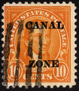 Canal Zone Stamp Scott # 75 Forgery Used F-VF 10 Cents Yellow w Type A Overprint - Picture 1 of 1