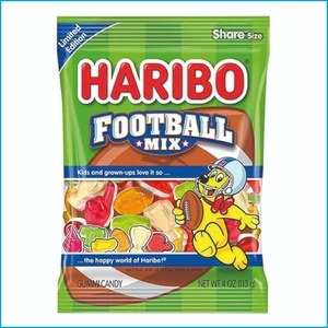 Haribo 4oz FOOTBALL MIX Gummi Candy Assorted Fruit Gummy Limited Edition - Picture 1 of 14