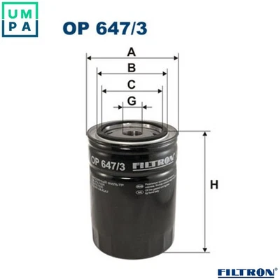 OIL FILTER OP 647/3 FOR JOHN DEERE Series/3000/5000/5010/6000/7000/7010 2.9L - Image 1 of 4