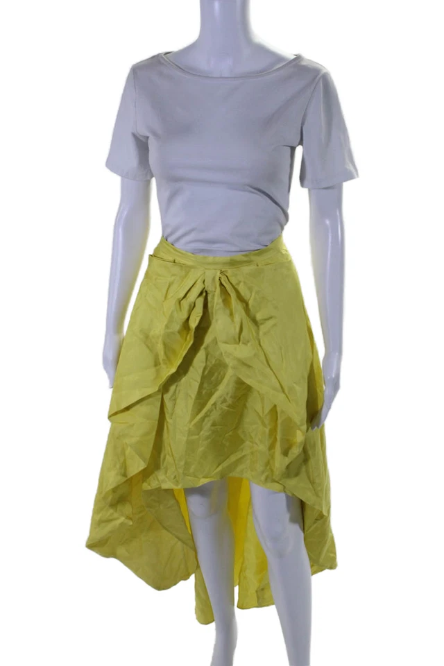 Falda alta baja amarilla con lazo recogido de seda amarilla talla 6 de Cynthia Rowley para mujer Foto 1 de 4