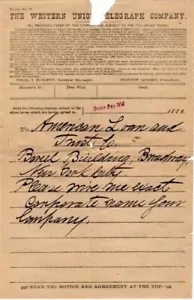 WESTERN UNION TELÉGRAFO 1882 MENSAJE AMERICAN CREDIT TRUST GREEN BAY WIS DM KELLY - Imagen 1 de 2