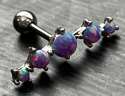 1 件套 Prong Set Five Opal Surgical Steel Tragus Helix 软骨环 16 克 1/4 — 第 1/3 张图片