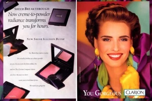 1992 Clarion Cathy Fedoruk blush Colors Makeup 2-page MAGAZINE AD - Picture 1 of 1