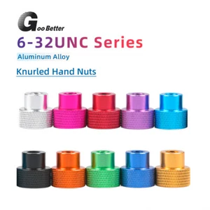 Knurled Thumb Nuts Coloured Aluminium Alloy Blind Hole Hand Grip Knobs 6-32 UNC - Picture 1 of 6