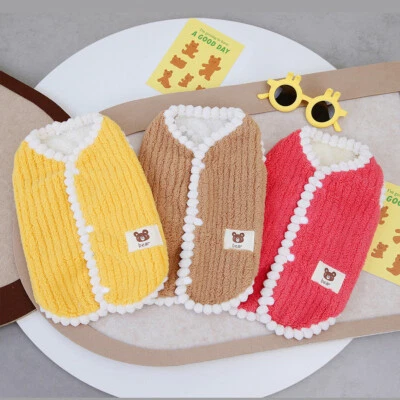 Warm Fleece Dog Sweater Pullover Puppy Vest Coat with Round Neck Winter Clothe ↖ - Image 1 of 4