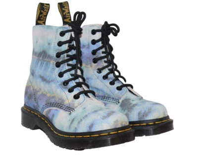 Botas femininas Dr Martens Pascal corante azul 8 ilhós com cadarço 27242 femininas tamanho 5 - Imagem 1 de 4