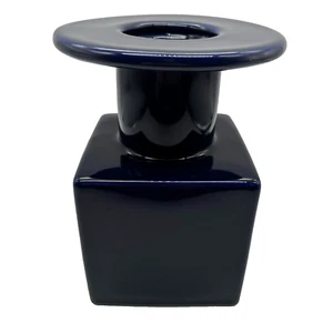 Michael Graves Design Cobalt Blue Vase Cube Round Clean Line Shape Minimalist - Picture 1 of 9