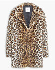 Mango Leopard Print Faux Fur Coat XS