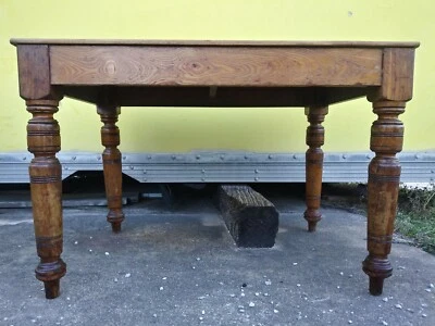 原始古董橡木乡村农舍餐桌 — 第 1/4 张图片