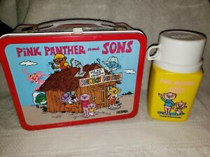1984 Boîte à lunch Panther and Sons rose thermos comme neuf club arc-en-ciel King Seeley inutilisé